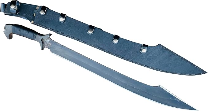 25 Inches Zombie Survival and Hunting Machete - 5160 Leaf Spring Steel - Full Tang - Rosewood Handle with Leather Wrap - Custom Knife with Leather Sheath