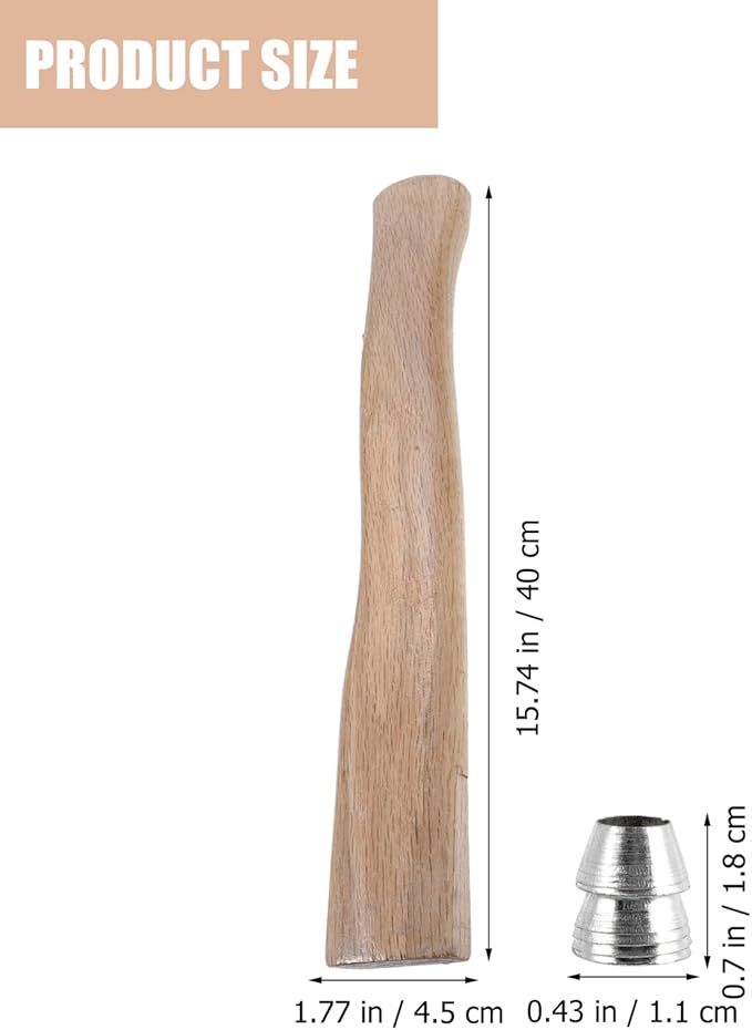 DOITOOL 1 Set Wooden Axe Handle Replacement for Hatchet Woodworking Tool with Metal Wedges for Easy Install Use