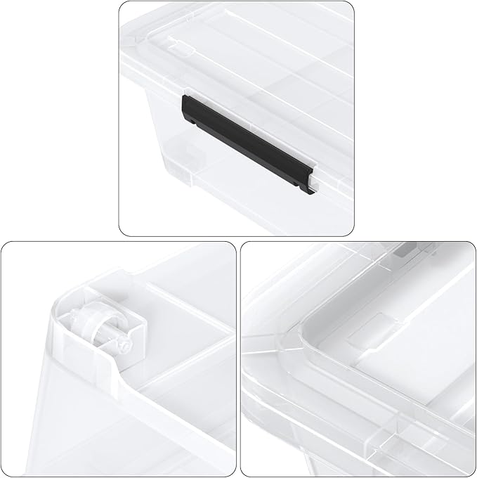 40 Quart Plastic Underbed Storage Boxes Large Clear Storage Bin with Wheels 4 Packs