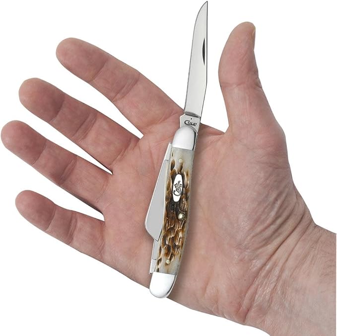 Case XX WR Pocket Knife Medium Stockman With Genuine Bone Handle Stainless Steel Blades Length Closed: 3 5/8 Inches (Amber Bone W/Sharpening Stone)