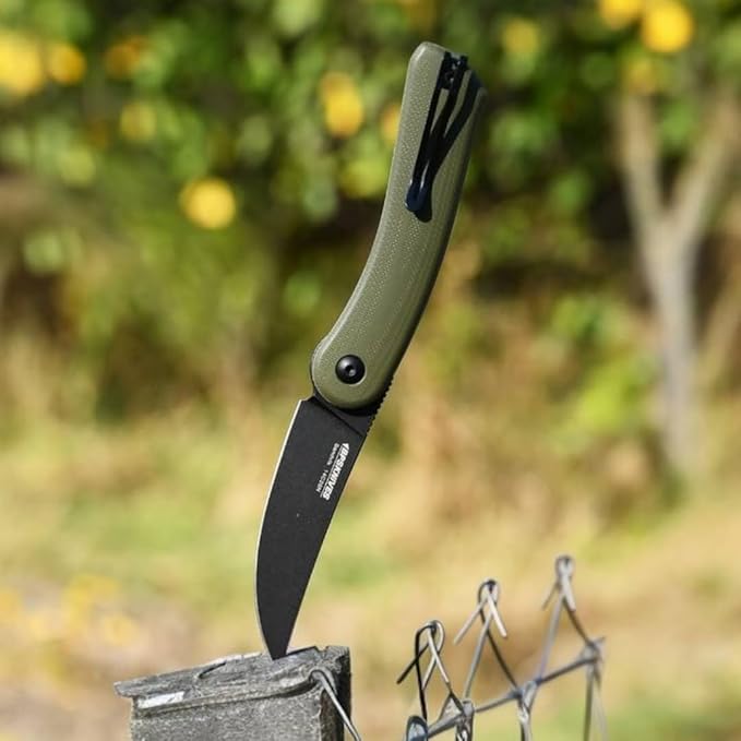 BPSKNIVES Colibri - Green Folding Knife 14C28N Stainless Steel Blade with G10 Handle - Small EDC Knife with Pocket Clip for Men - Sharp EDC Knife