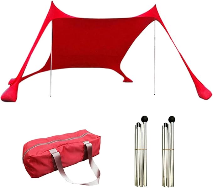 Outdoor Beach Tent Sun Shelter Camping Shades Tents Windproof One-Piece Beach Canopy Tents UPF50+ Portable Family Tent
