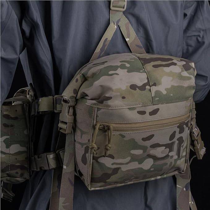 Tactical Expansion Pack Chest BagLarge Capacity MOLLE Admin Pouch Utility Chest Pouch for Placard Split Chest Rig