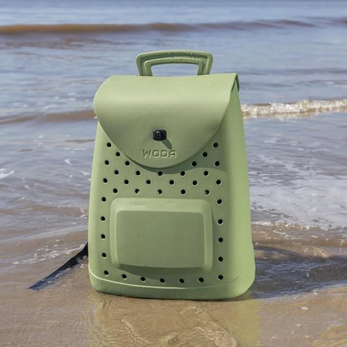 Woda Bag The Ultimate EVA Backpack | Washable Lightweight and Durable | Zipper Pocket Dry Bag For Beach Pool &amp Boat (Palmetto Green Original Woda Bag)