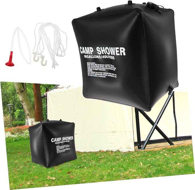 1 Set Solar Heating Shower Bag Outdoor Camping Water Bag for Warm Showers Anywhere Nozzle and Hose for Hiking and Beach Activities