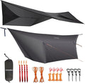 onewind 12×10 ft Hammock Tarp Ultralight Versatile Camping Tarp Lightweight Waterproof Silnylon Hammock Rain Fly with Doors Easy to Setup with Stuff Sack Tent Stakes Dark Grey