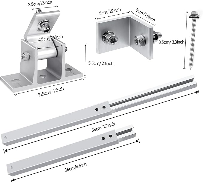 Adjustable Solar Panel Tilt Mount Brackets - Aluminum Alloy Mounting Brackets Support to 100 150 200 300 Watt Solar Panel for RV Trailer Boat Yacht Roof Wall and Off-Grid(2 Sets-4 PCS)