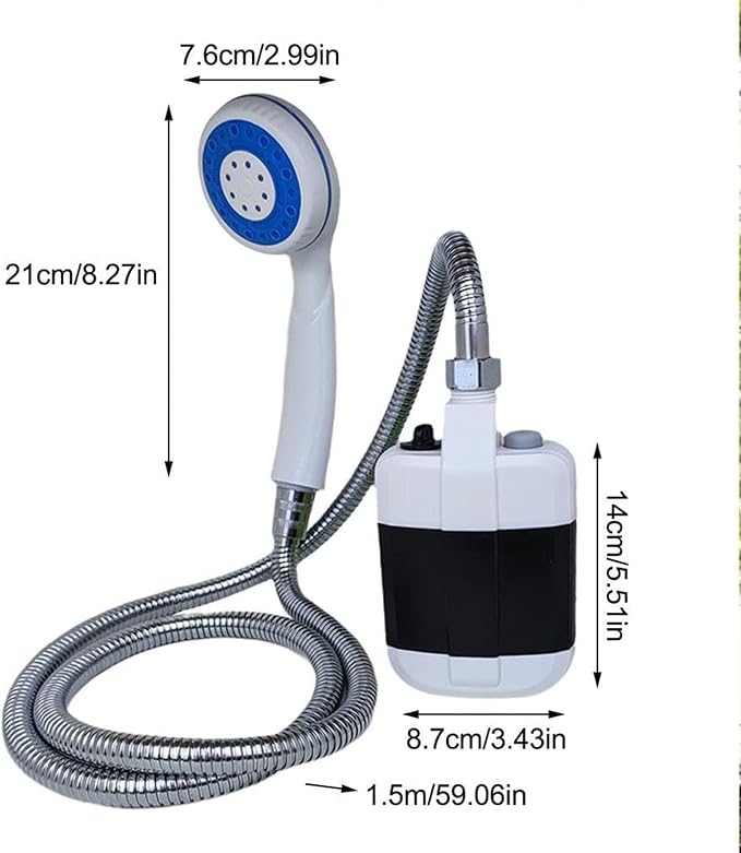 YAUWIHE Portable Camping Shower Upgraded Outdoor Camp Shower USB Rechargeable Electric Shower Pump for Garden Outdoor Waterproof Camping Shower for Camp Hiking Car Washing Pet Bath (1)