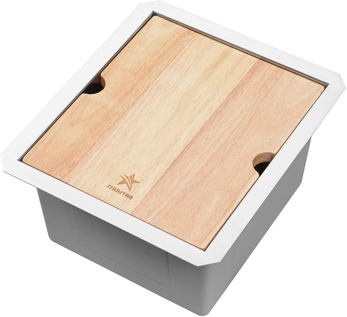 STARSTAR Workstation Ledge Undermount Single Bowl 304 Stainless Steel Kitchen Sink With Grid Cutting Board (14 x 18)