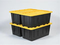 Heavy-Duty Storage Tote with Lid Black and Yellow 40 Gallon 22.0 D x 38.2 W x 16.4 H (4 PACK)