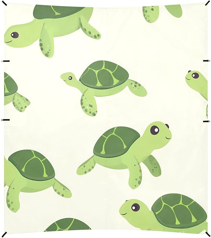 ALAZA Cartoon Turtle Pattern Beach Tent Sun Shelter Portable Canopy Sunshade for Outdoor Camping Picnics Backyard Fun 10x9 ft