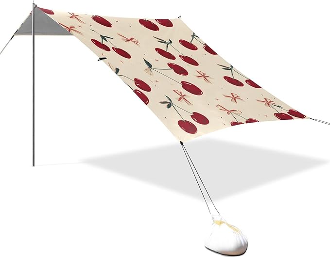ALAZA Retro Bow Cherry Beach Tent Sun Shelter Portable Canopy Sunshade for Outdoor Camping Picnics Backyard Fun 10x9 ft