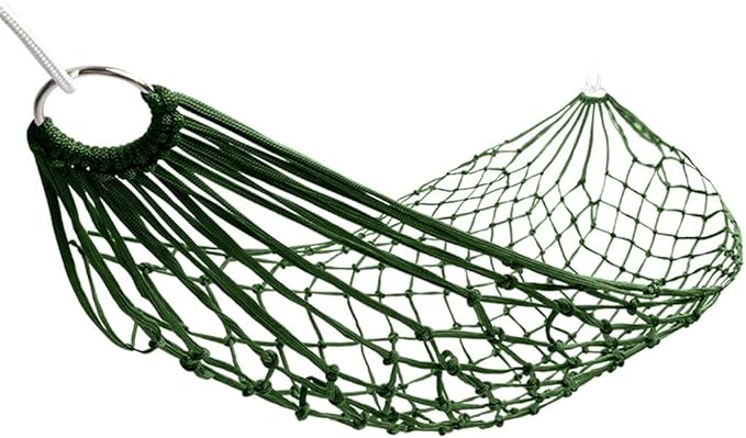 Portable Hammock Portable Hammock Swing Bed Meshy Rope Hammocks Sleeping Net Bed with 2 Tree Straps for Beach Garden Backyard for Backpacking Beach (Color : Green1)