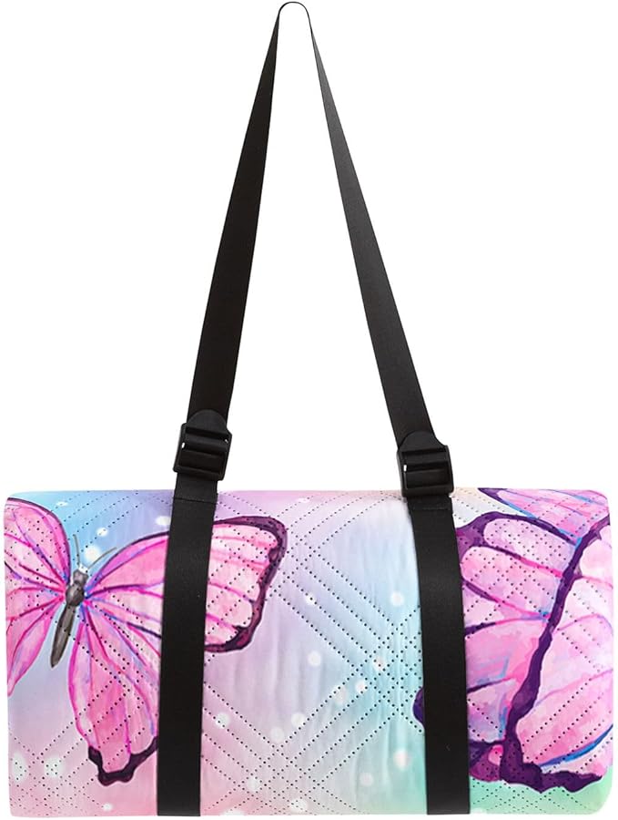 Outdoor Picnic BlanketPortable Ultrasonic Waterproof Picnic MatColorful Butterfly Printed Camping Beach Mat for Sand and Wet Grass Hiking (Butterfly S)