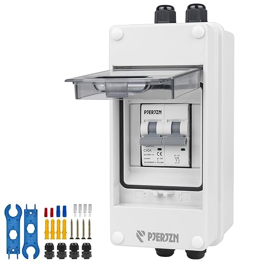 Solar Panels Disconnect Switch 40A 1000VDC PV Shut Off Switch Outdoor Circuit Breaker Box IP65 Waterproof UV-Proof
