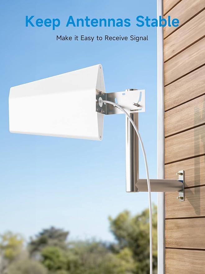 Stainless Steels Pole Mount 12'' Length Universal L-Type Pole Mast Bracket for for Outside AntennaWeather StationSolar Panel