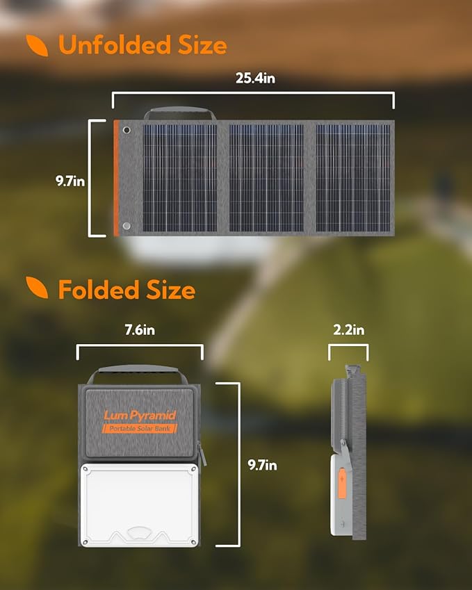Lumopal Portable Solar Charger 99.9 Wh Battery Bank Equipped with 24W Foldable Solar Panels and 600 Lumen Adjustable LED Camping Light 65W PD USB-C 22W QC3.0 USB A Output for Outdoor