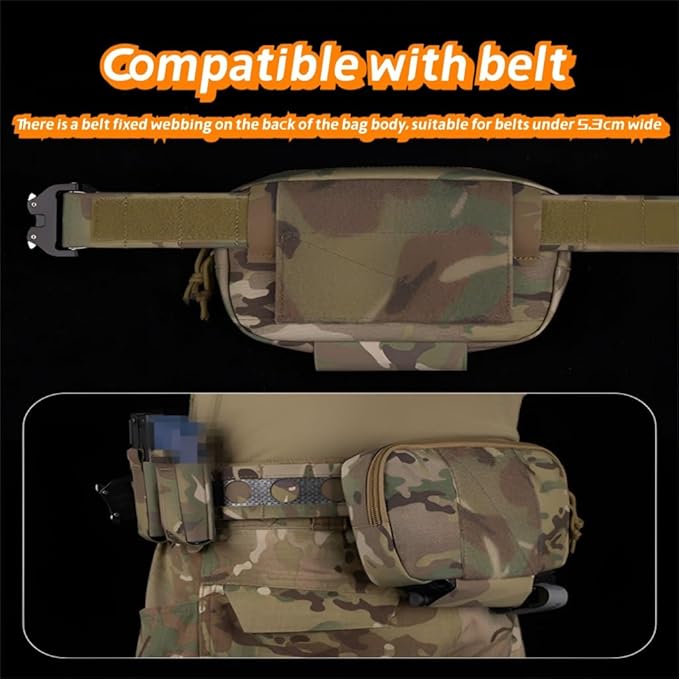 Small Multi-Purpose Task Bag Nylon Utility Pouch With Inner Hook-and-Loop Panel &amp Elastic Straps For Team Activities Tactical Games (25x16cm)