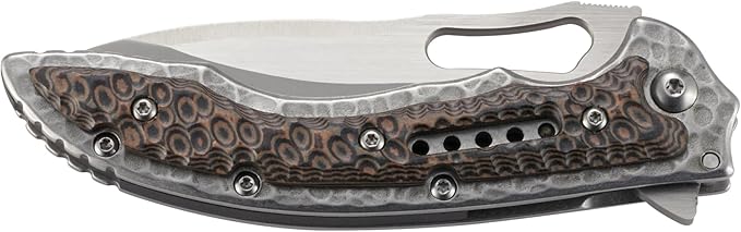 CRKT Fossil Folding Pocket Knife: Compact Stainless Steel Plain Edge EDC Folder with Frame Lock Everyday Carry Knife Satin Blade Finish 5460 Brown