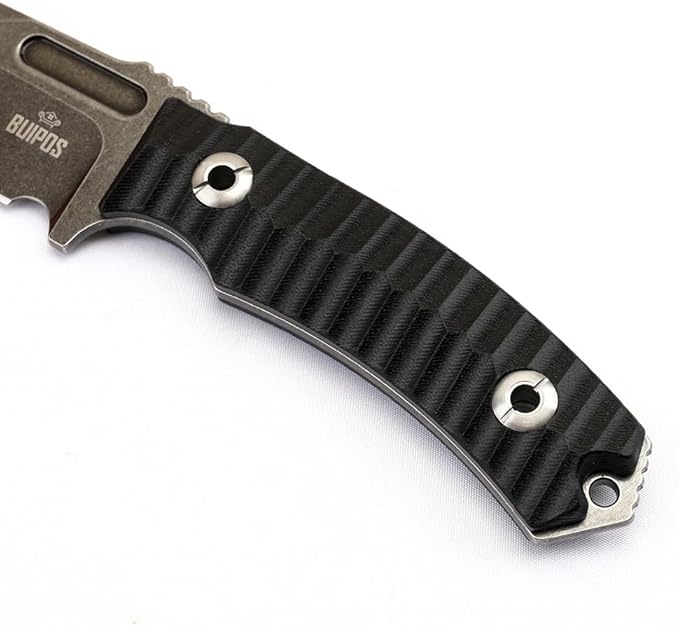 BD02 Fixed Edge Knife 22.9CM Stainless Steel Blade G10 Handle Full Edge EDC Tool Straight Knife for Work Camping Survival (Stone Wash Black Stone Wash White) (Black handle and black blade)