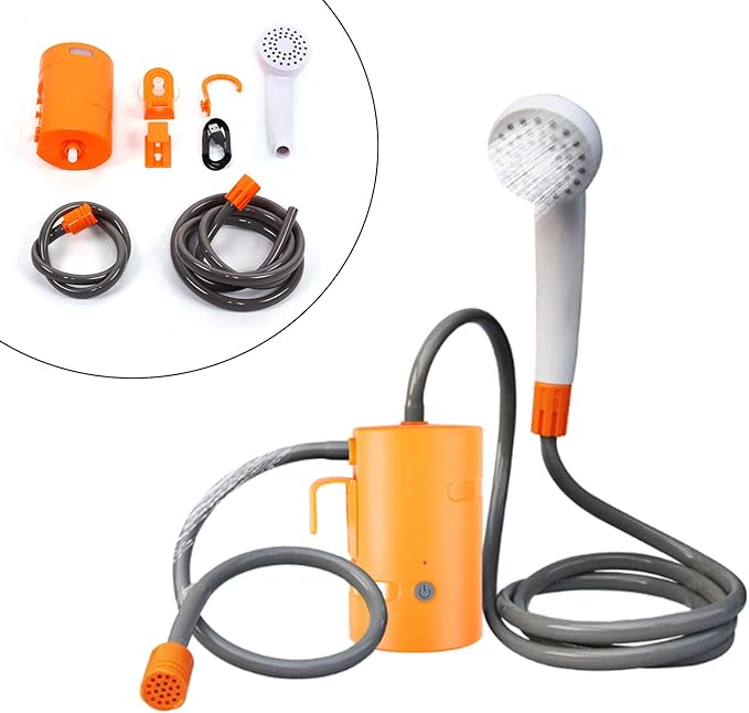 Portable Shower4400mAh Rechargeable Shower PumpCamping Shower for CampingHikingPet BathCar Washing