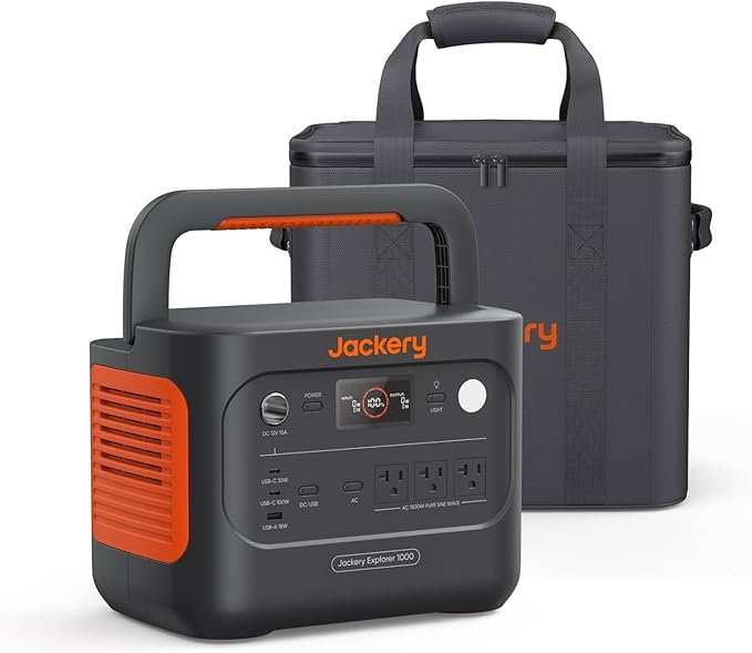Jackery Explorer 1000 v2 Portable Power Station and Carrying Bag 1070Wh LiFePO4 Battery1500W AC/100W USB-C Output 1 Hr Fast Charge Solar Generator for for Outdoor Camping