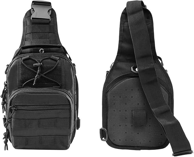 Tactical Sling Bag Pack Military Rover Shoulder Sling Backpack EDC Molle Assault Range Bag (Black)