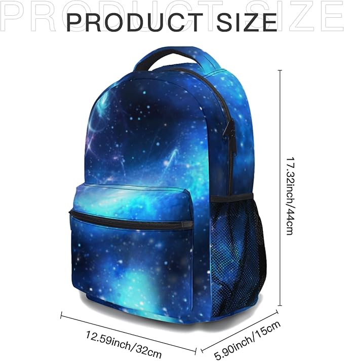 Galaxy Backpack for Teen Girls and Boys Cosmic Pattern Lightweight School Backpack 17.32 x 12.59 x 5.9 Inch for Ages 10 to 14 Starry Sky Bookbag for Back to School and Daily Use