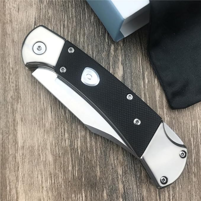 HUAAO 3'' 440C Clip Point Blade Black G10 Handle Back Lock Folder OpeningCamping EDC Tool Folding Pocket Knife Everyday CarryGift for Men