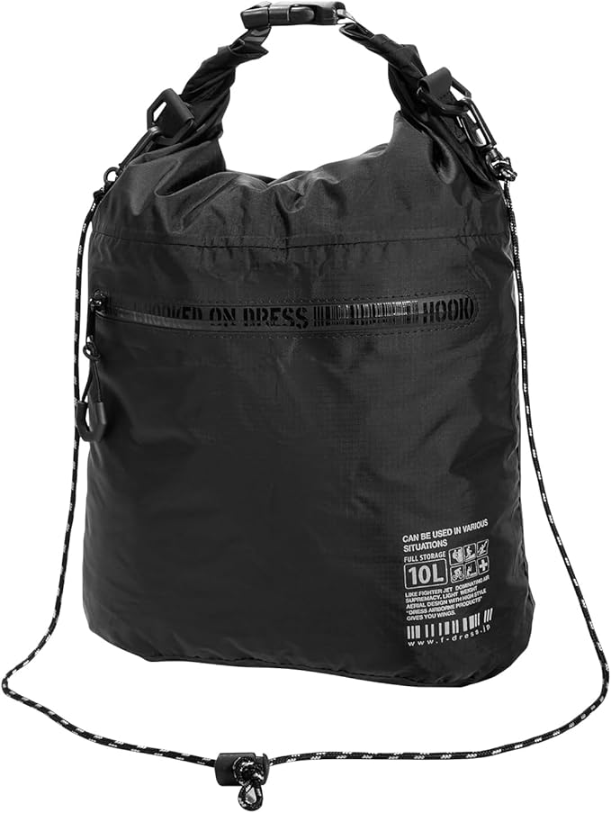 Dress (DRESS) 2-way Dry Bag 3.2 gal (10 L/ 20 L) Black/Gray Waterproof Compact Lightweight Portable Portable Fishing Disaster Prevention Camping Sacoche Tote Bag Outdoors