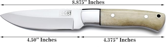 GCS Handmade D2 Tool Steel Tactical Hunting Knife with Leather Sheath and Full Tang Handle Designed for Hunting and Camping &amp EDC GCS 761