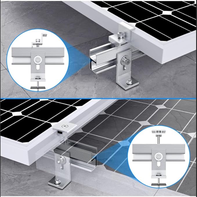 Solar Panel Mounting Bracket Kit 10Pcs Solar Panel Mount for 1-4pcs Thickness 1.4” Solar Panels with 10x 6 mini Rails 4X Water Drain Clips for ShingleSlateMetal and Tin roof