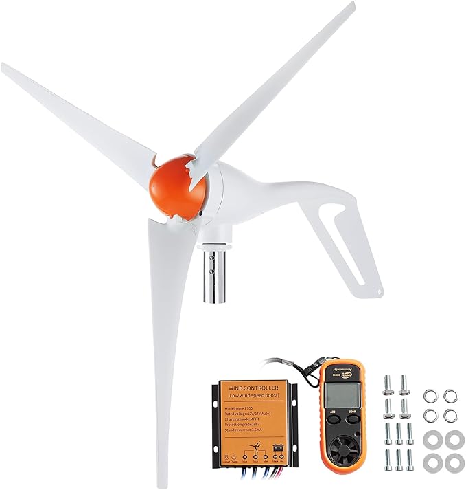 Happybuy 500W Wind Turbine Generator with Anemometer 12V Wind Power Kit 3-Blade Wind Generator MPPT Controller &amp Adjustable Windward Direction Ideal for Home Farm RVs Boats