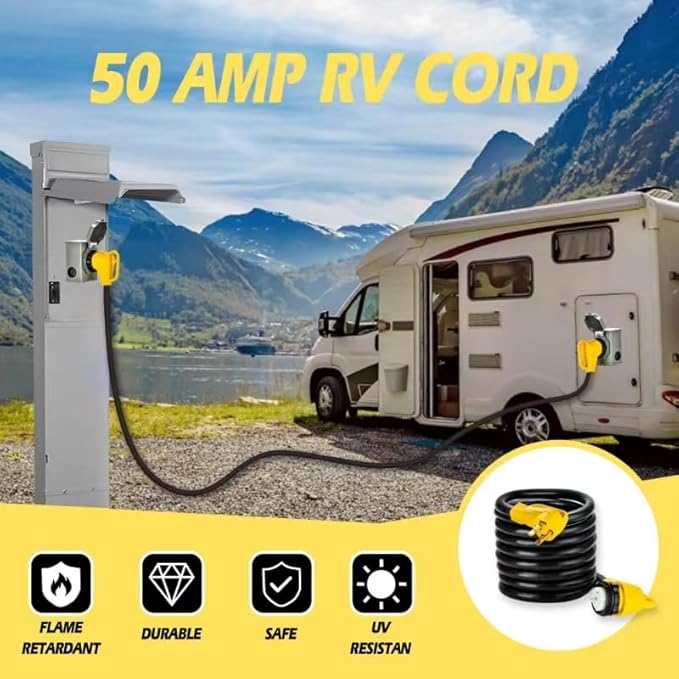 50 Amp 12FT Generator Cord and Power Inlet Box Combo Kit NEMA 14-50P Male to SS2-50R &amp CS6364 Twist Locking with Inlet Box for Generator and RV Camper to House Shore Power Connector