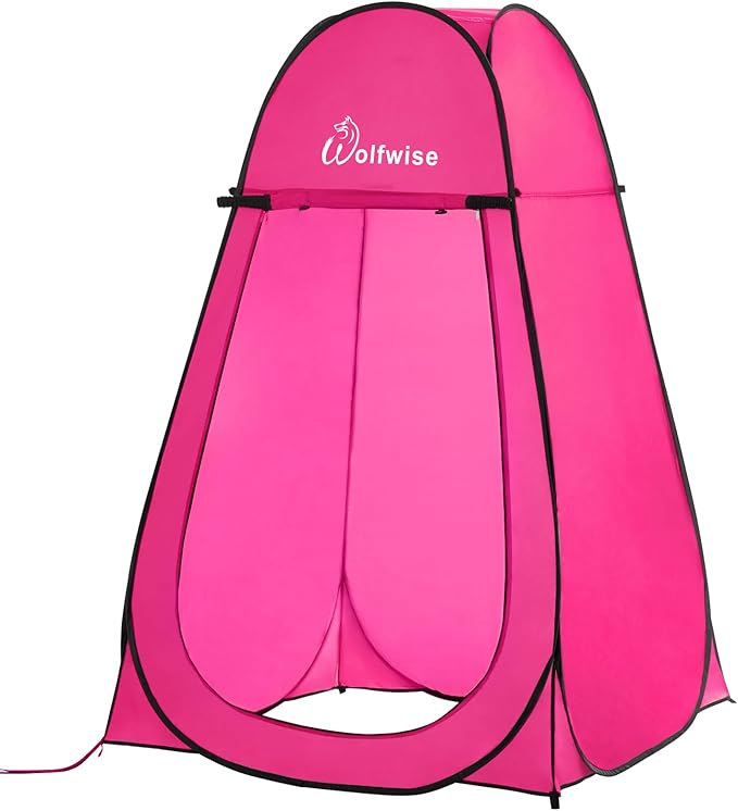 Wolfwise Pop Up Shower Tent for Camping Portable Instant Changing Tent with Ventilation Window &amp Carry Bag Privacy Bathroom Toilet for Beach &amp Outdoor Width 47  Height 75  Rose Red