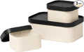 LA JOLIE MUSE Fluted Cardboard Storage Baskets with Leather-Like Lids Sturdy Stackable Paper Boxes Decorative Tray Black &amp Beige Set of 3