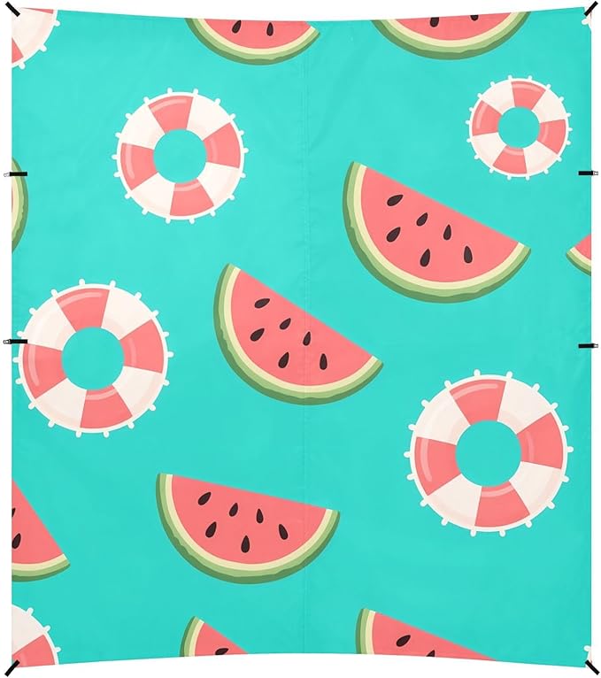ALAZA Watermelon Swimming Ring Pattern Beach Tent Sun Shelter Portable Canopy Sunshade for Outdoor Camping Picnics Backyard Fun 10x9 ft