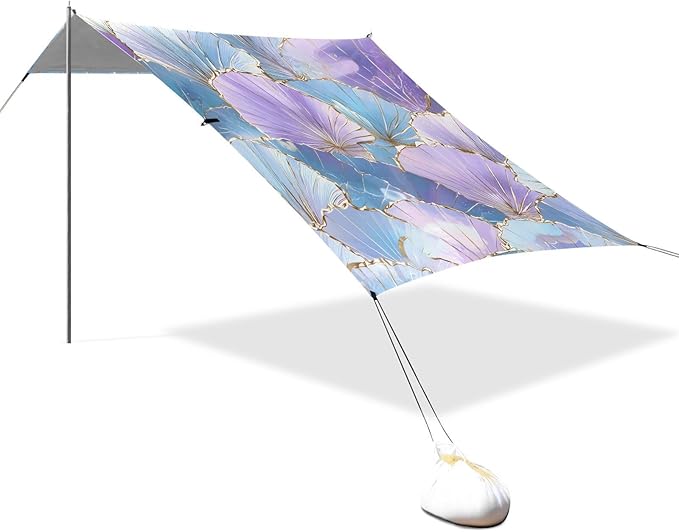 ALAZA Seashell Pattern Beach Tent Sun Shelter Portable Canopy Sunshade for Outdoor Camping Picnics Backyard Fun 10x9 ft