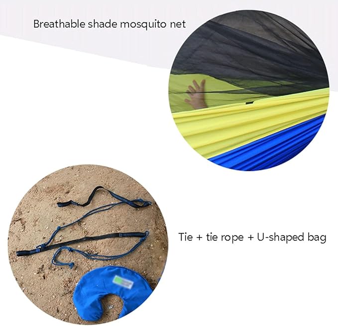 Portable Hammock Hammock Double Single Portable Hammock Lightweight Nylon Parachute Hammocks Camping Accessories Gear for Backpacking Beach (Color : Yellow Size : Twin)