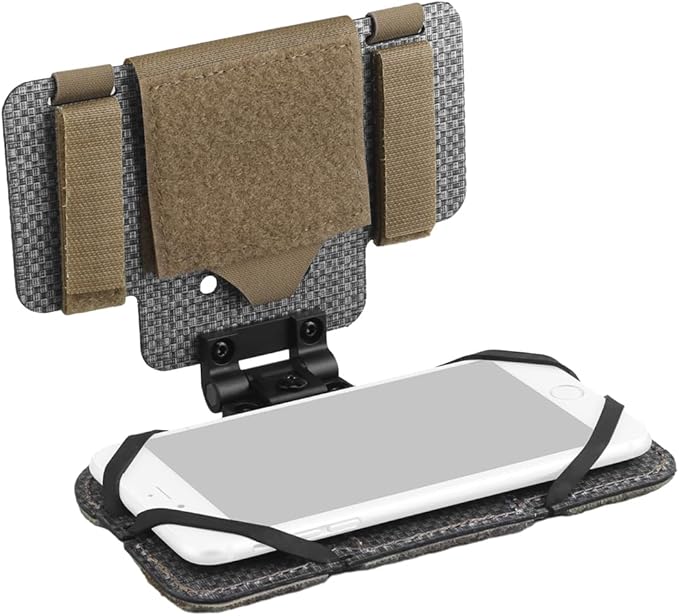 Let Me Be Airsoft Plate Carrier Molle Phone Carrier Outdoor Lightweight Navigation BoardWide Angle Foldable Phone Holder Chest Rig Hovering Mount Tactical Vest Accessory (Coyote Brown)