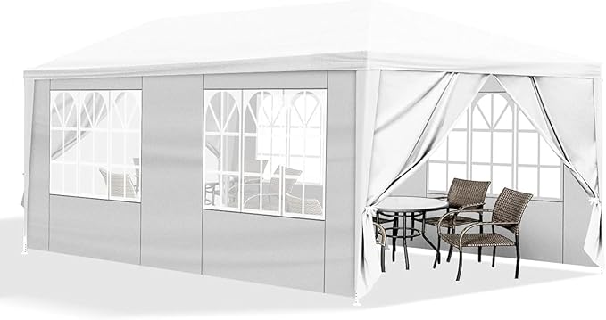 Outdoor Gazebo Canopy Wedding Party Tent Camping Shelter Commercial Instant Shelter Waterproof Tent with Removable Side Walls (10'x20' with 6 Sidewalls)