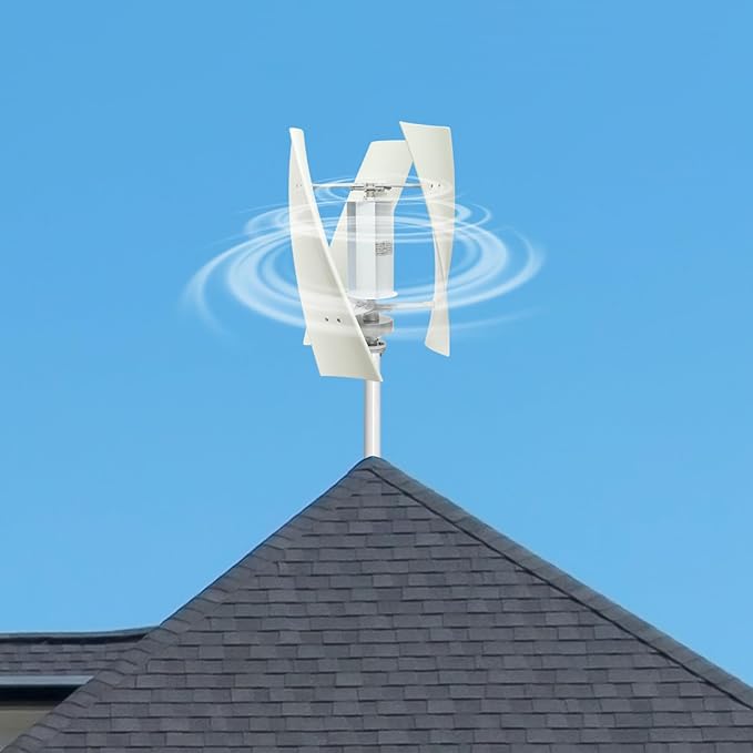 100W Vertical Axis Wind Turbine Generator Permanent Magnet Generator with Intelligent Controller Low Noise Helical Design Windmill for Home Boats Street Lighting (24V100wStyle 1 White)