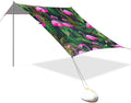 xigua Flamingos Beach Tent Sun Shelter with Carrying Bag - Silver Coated Oxford Fabric Beach Canopy for Beach Camping Fishing - Includes Windproof Ropes Sandbags &amp Stakes