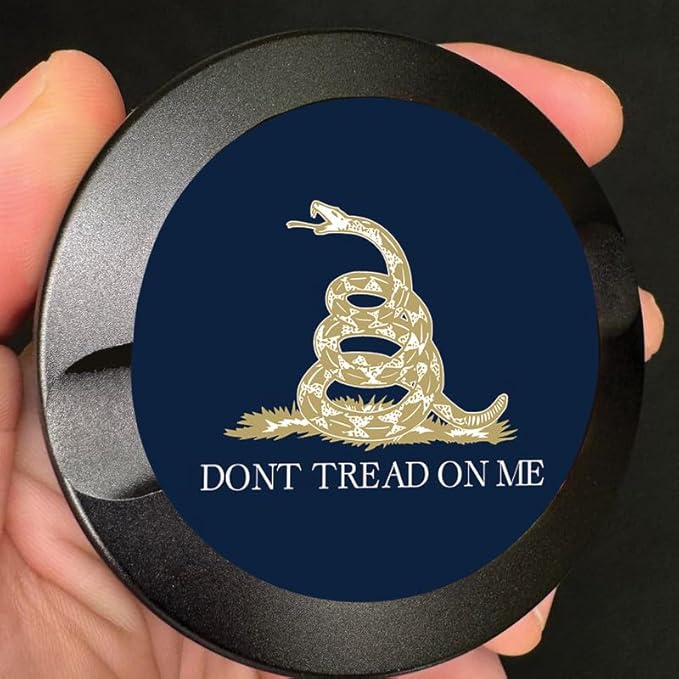 Metal Zyn Container | Metal Zyn Holder | Zyn Metal Can | Metal Container for Zyn Holder | Metal Zyn Pouch Cans | Don't Tread on Me Flag | Gadsden Flag | Navy Beige White