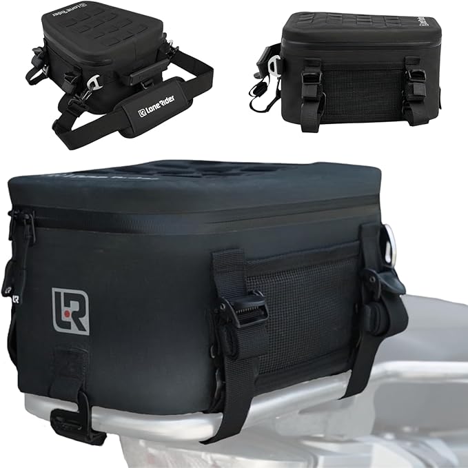 Lone Rider Motorcycle Tail Pack 8L - Waterproof Motorbike Tailpack Dry Bag with MOLLE Top Cam Buckle and Loop Webbing Mounts - Fits Most Seats Rear Racks Panniers and Saddlebags