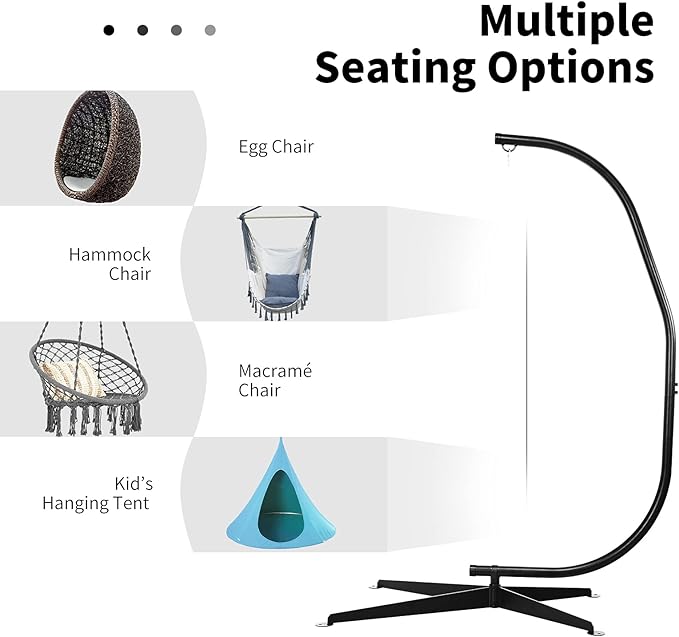 Giantex Hammock Chair Stand Only Heavy Duty Steel C-Stand for Hanging Chair 360° Rotation Egg Chair Stand W/Carabiner 2 Diameter Steel Pipe 81.5 H Stand for Swing Chair Outdoor Indoor