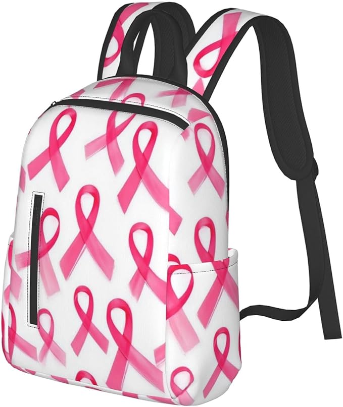 Pink Breast Cancer Ribbon Backpack Bookbag Outdoor Daypack with Adjustable Shoulder Straps Multipurpose Backpack