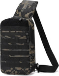 Outdoor Camping Chest Bag for Men Camouflage Backpack Travel Cycling Mountaineering Crossbody Waist Shoulder Sling Tactical Bag(Black CP)