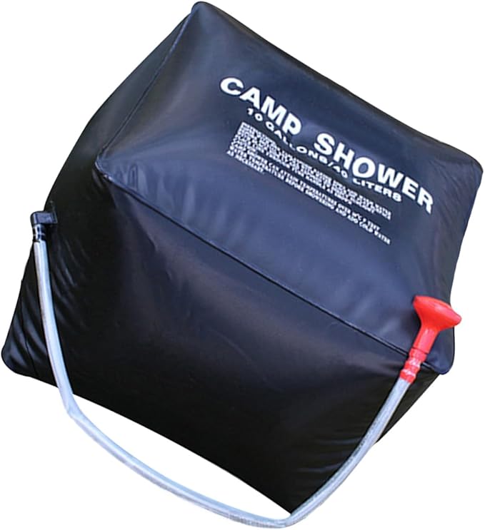 POPETPOP Portable Solar Shower Bag Outdoor Camping Shower Bag with Durable Material Heats Water Using Solar Energy with Nozzle for Warm Anywhere