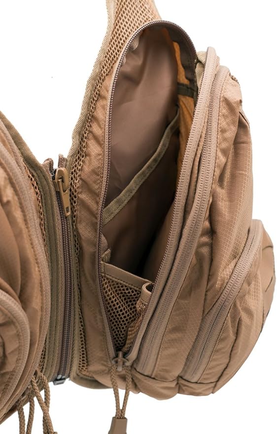 LA Police Gear Tactical Chest Pack Attachment Vest Pocket Storage System Backpack Chest Pockets - Coyote